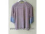 Blouse élégante longues manches raillée blanc noir T42 4.990 F CFA (LB0019) - 20170