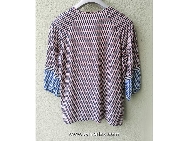 Blouse élégante longues manches raillée blanc noir T42 4.990 F CFA (LB0019) - 20170