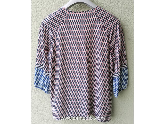 Blouse élégante longues manches raillée blanc noir T42 4.990 F CFA (LB0019) - 20170