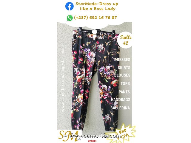 Pantalon élégant noir fleuri T42 6.990 F CFA (P0013) - 20174