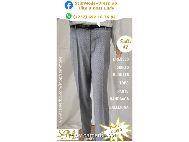Pantalon chic noir pointillé blanc T42 6.990 F CFA (P0004) - 20187