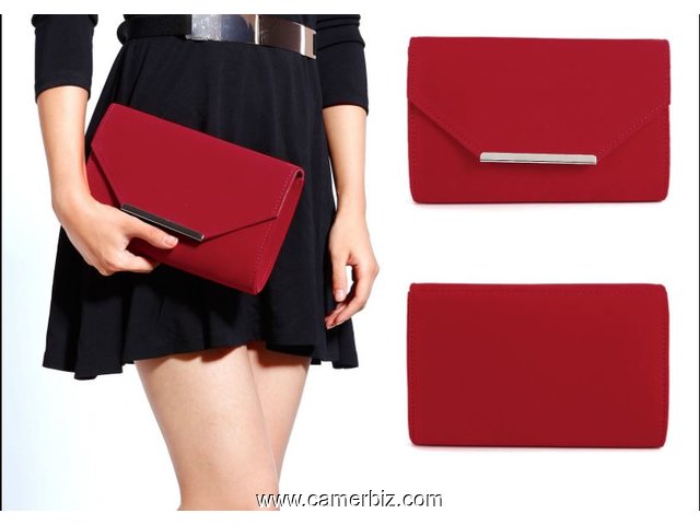 Sac à main dames de soirée de couleur rouge, fashion, embrayage fourre-tout sac enveloppe - 2153