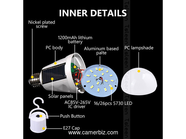    Lampe Solaire Rechargeable Avec Panneau Intégré  - 2451