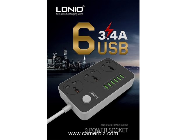 LDNIO Rallonge Avec 6 USB Port Système de Charge Rapide + 3 prise de courant Original! États Unis! - 3146