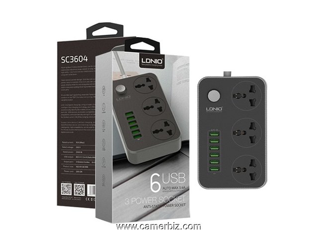 LDNIO Rallonge Avec 6 USB Port Système de Charge Rapide + 3 prise de courant Original! États Unis! - 3146