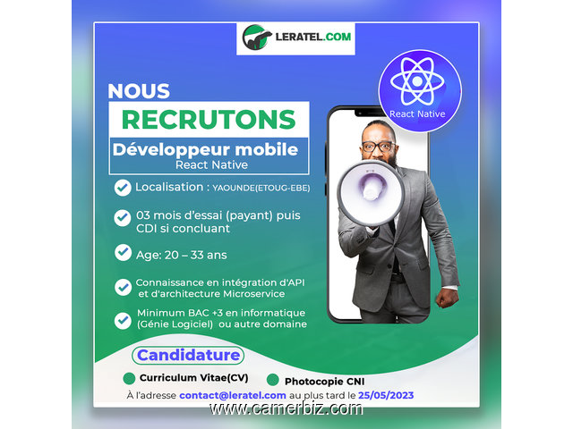 Recrutement développeur mobile React Native - 31673