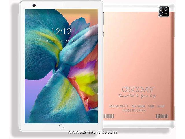 Tablette Discover T1 Dual SIM- 8 pouces, Quad Core, Dual Sim + Powerbank + ecouteurs + pochette - 33049