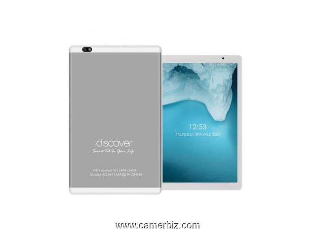 Tablette Discover W1 Dual SIM- 10 pouces, 64 Go, 4 Go + Powerbank + ecouteurs + pochette - 33052