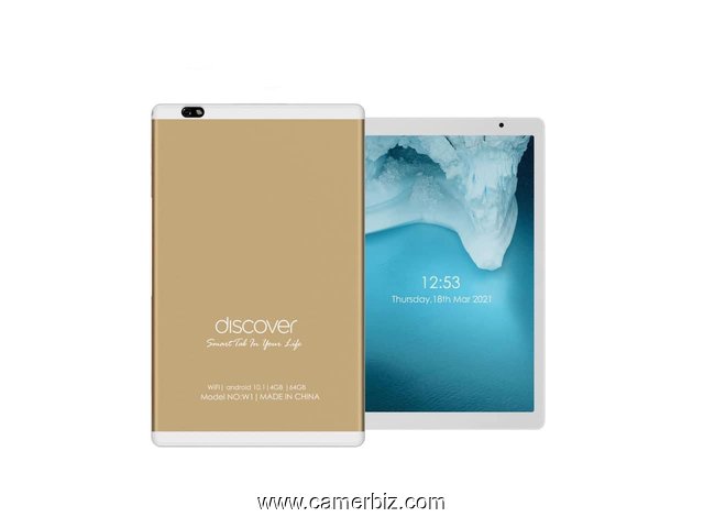 Tablette Discover W1 - 10 pouces, 64 Go, 4 Go + Powerbank + ecouteurs + pochette - 33052
