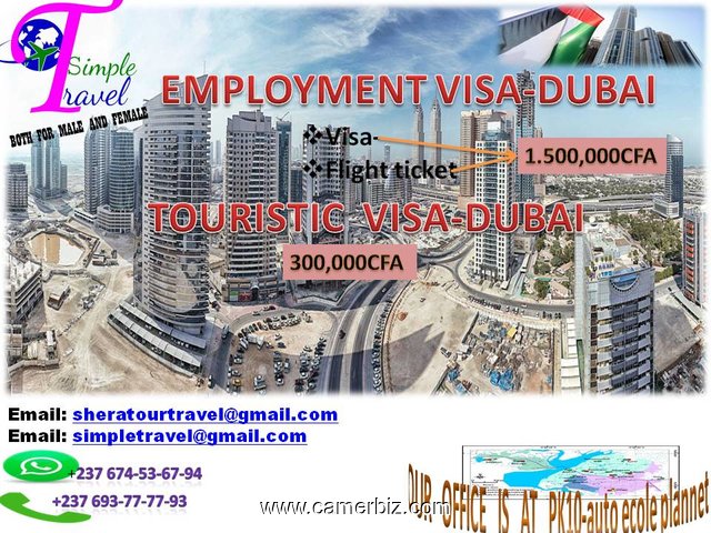 VISA INTERNATIONAL POUR DUBAI AVEC BILLET DAVION  /  DIRECT EMPLOYMENT VISA TO DUBAI - 3323
