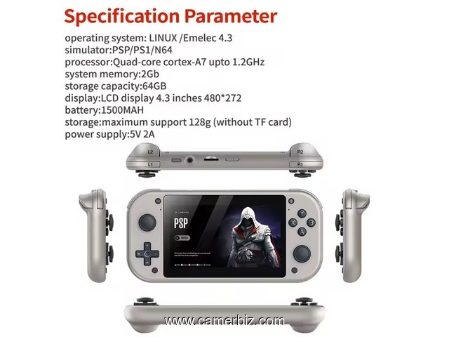 Console de jeu portable M17 avec 19.000 Jeux intégrés, 64 Go, grand écran de 4,3 pouces, PSP, PS1 - 35834