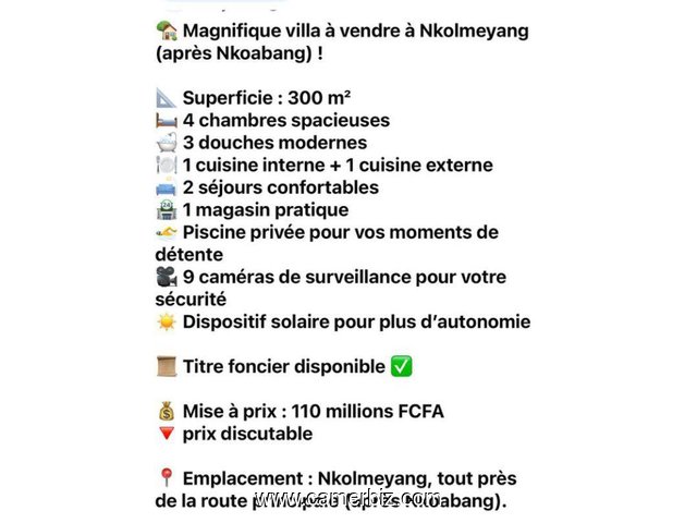 MAGNIFIQUE VILLA A VENDRE NKOLMEYANG - 35890