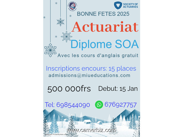 Formation presque gratuit en Actuariat avec Diplome international SOA-USA - 36080