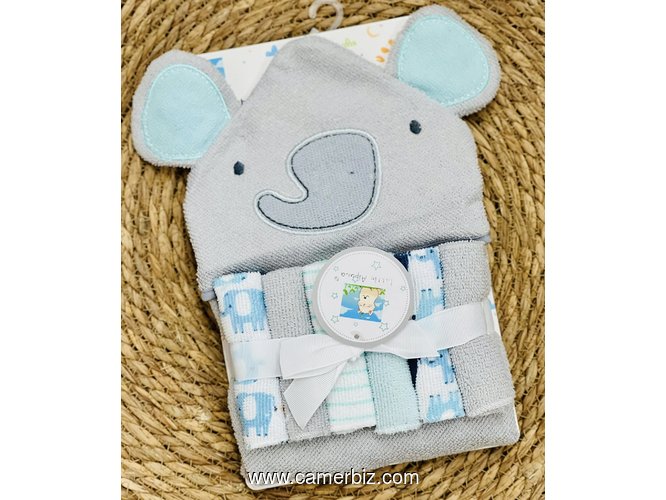 Sortie de bain à capuche pour bébé + 6 gants de Toilette - 36125