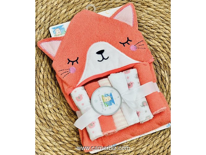 Sortie de bain à capuche pour bébé + 6 gants de Toilette - 36125