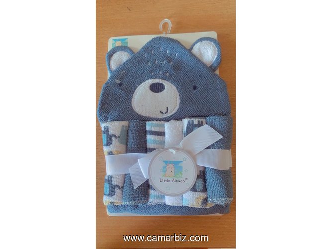 Sortie de bain à capuche pour bébé + 6 gants de Toilette - 36125