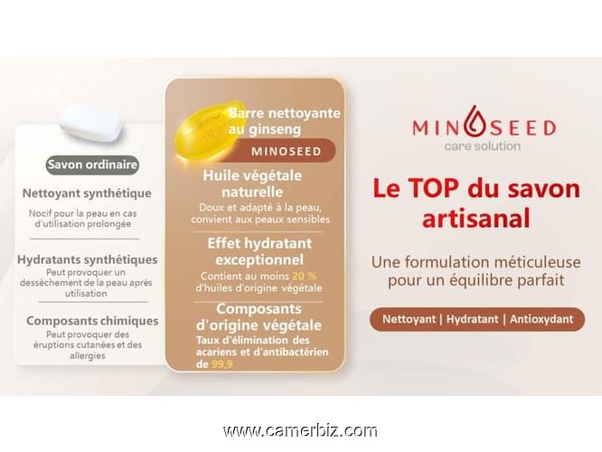 SAVON MINOSEED BARRE NETTOYANTE AU GINSENG*   - 36154