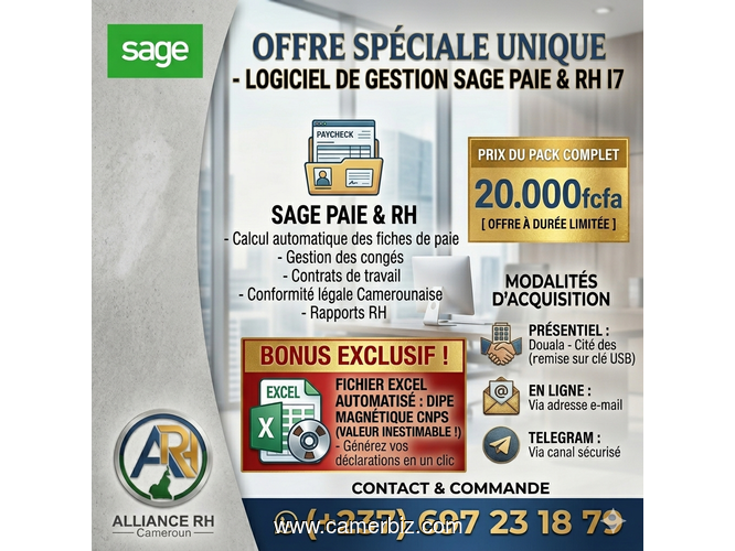 VENTE DU LOGICIEL SAGE PAIE ET RH V I7 - 36286