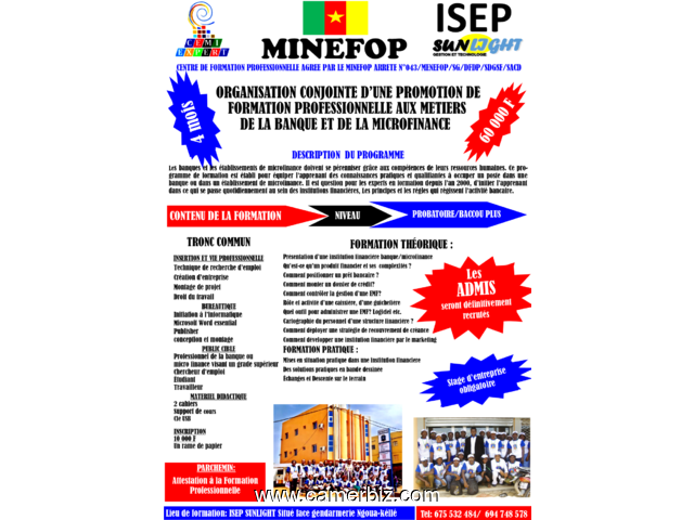 Avis de Recrutement : Formation - Emploi aux Métiers de la Banque et de la Micro finance - 4170