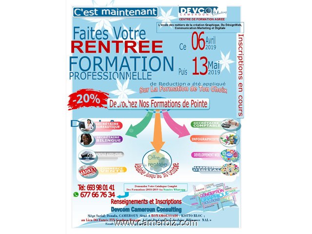 Formations informatiques de pointes   à moindre Prix  DEVCOM  Rentrée  ce 6 Avril et 13 Mai 2019 - 4757