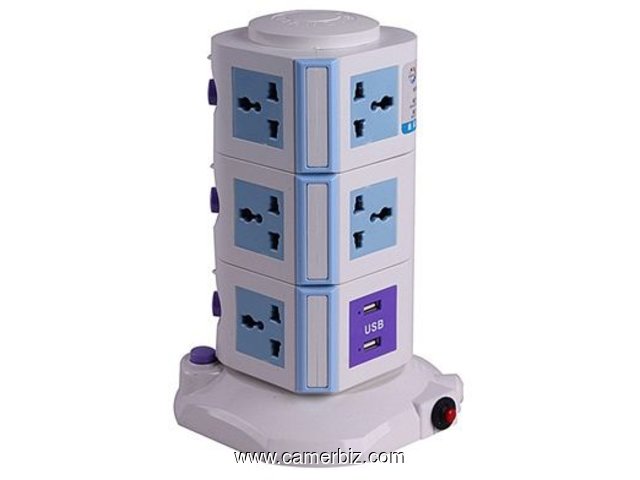Prise de courant verticale Prise multifonction Prise universelle / 4 USB / extension de 3m de long / - 4815