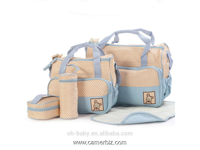 Sac à langer à bandoulière pour bébé, sac de transport multi fonctionnel 5 pcs - 4922