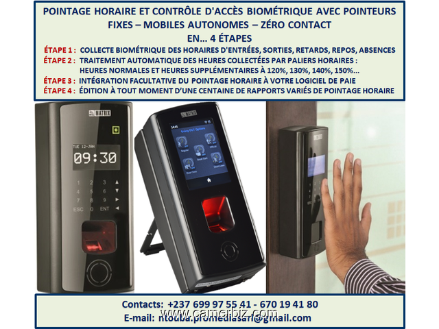 POINTAGE HORAIRE BIOMÉTRIQUE FIXE ET MOBILE, INTEGRÉ OU NON A LA PAIE - 5184