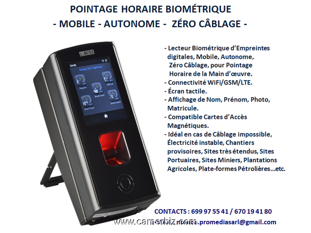 POINTAGE HORAIRE BIOMÉTRIQUE FIXE ET MOBILE, INTEGRÉ OU NON A LA PAIE - 5184