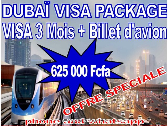 VISA 3 mois POUR DUBAI  + BILLET D'AVION A 625000FRS SEULEMENT - 5698