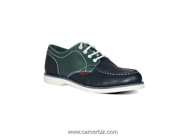 Chaussure En Cuir - Bleu Et Vert - 6662