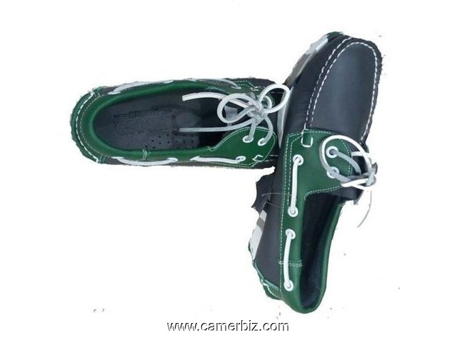 Chaussures Bateau - Noir et Vert - 6687