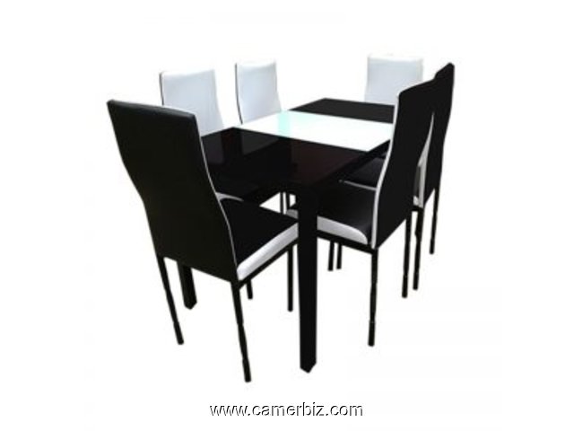 Salle à Manger 6 Places Noir Blanc- Le confort à table – Démontable - 6898