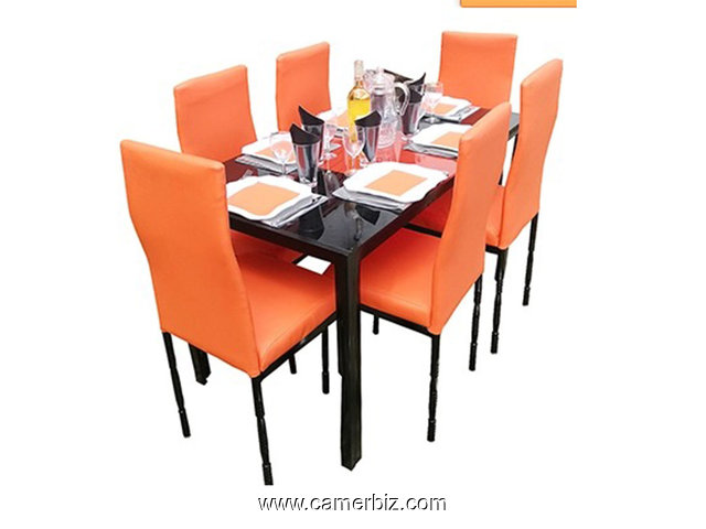 salle a manger 6 places cuir – Démontable – Orange - 6906