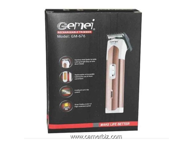 Vente Flash - Tondeuse Rechargeable GM-676 - Blanc - 6959