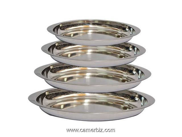 Set de 4 Plateaux Ovals En inox - Gris Argent - 6975