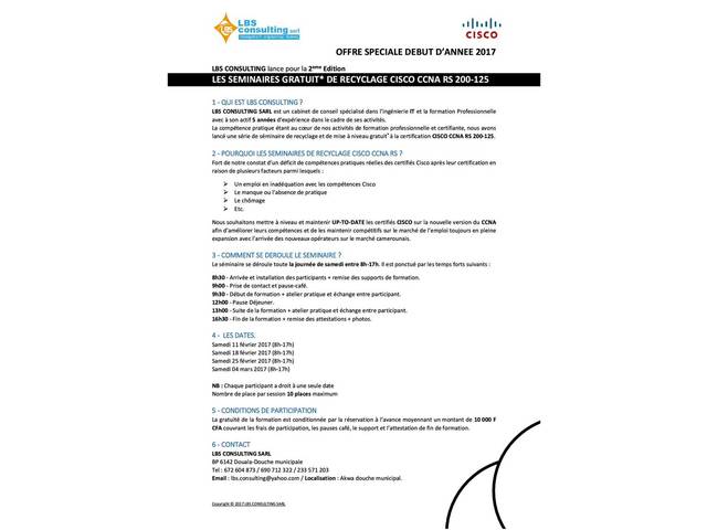 seminaires GRATUIT de recyclage CISCO CCNA RS 200-125 - 747