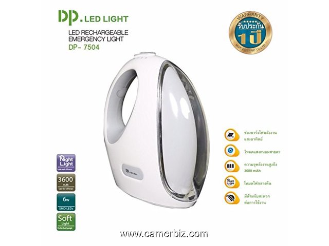 Lumière - Lampe  rechargeable DP LED 6w - DP-7504. Lumière douce - 8226