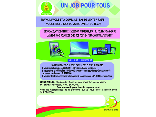 Job a temps partiel ou temps plein - 887