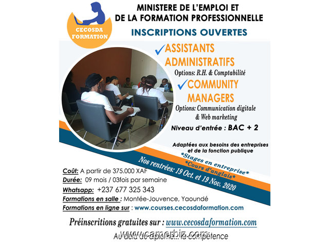 Formation en ligne Assistants Administratifs et Community Managers - Yaoundé - 9163