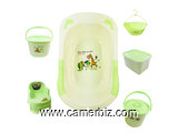 Ensemble bassine bébé. Disponible en vert