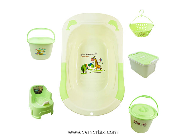 Ensemble bassine bébé. Disponible en vert - Layette - Equipement bébé  Douala - Cameroun 