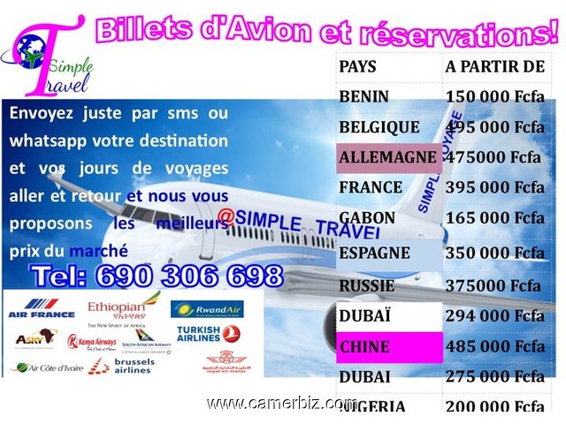 RESERVATION DE  BILLET  D'AVION - 9391