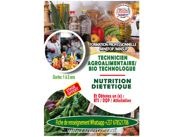 BTS. DQP EN TECHNOLOGIE ALIMENTAIRE, NUTRITION DIETETIQUE. DOUALA - 9451