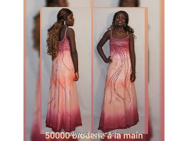 robe de soirée perles cousue à la main pièce unique, taille 40 - 9493