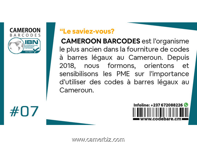 Fournisseurs de Codes à barres légaux internationaux au Cameroun (###DETELED###) - 9573
